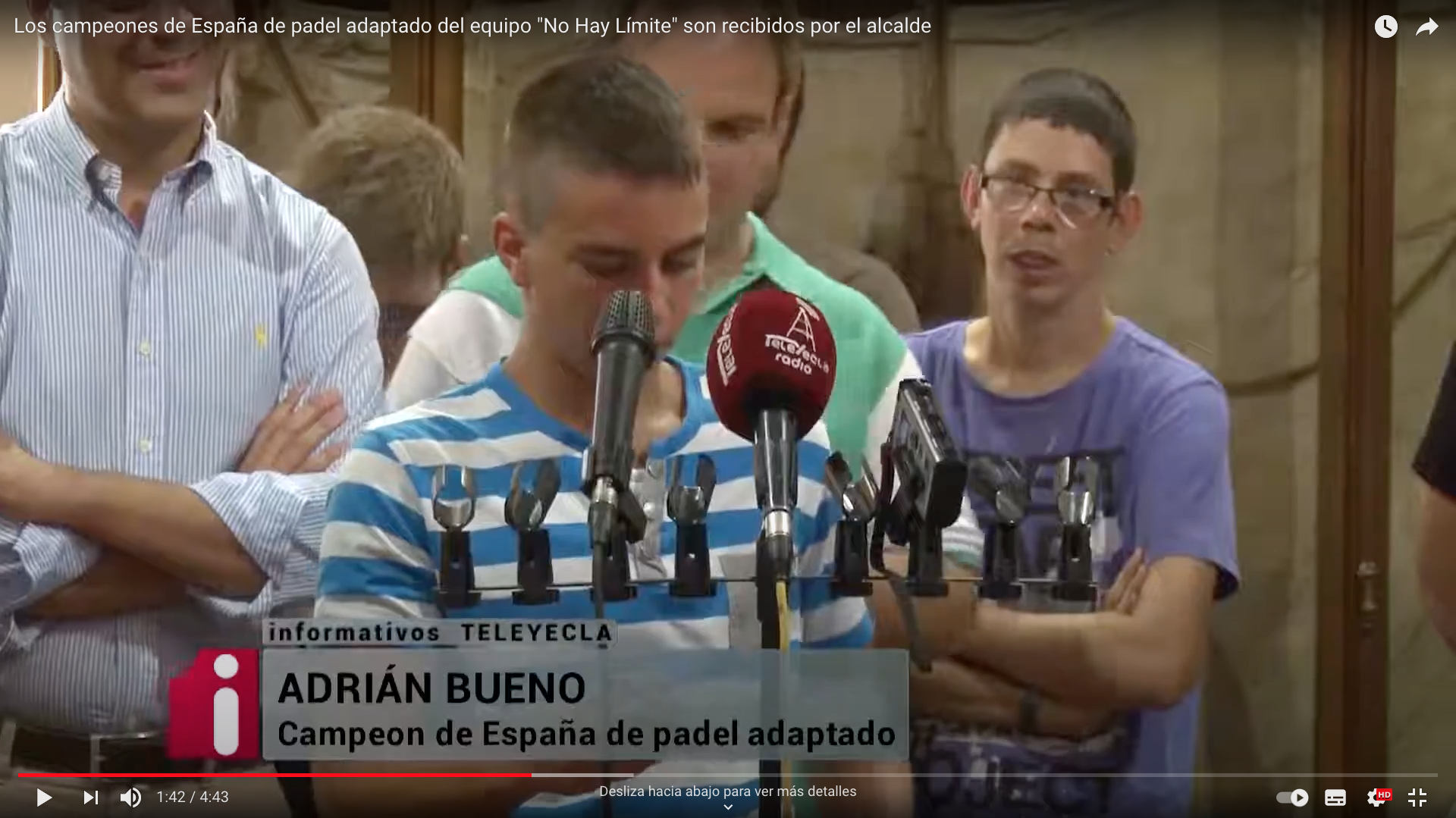 Los campeones de España de padel adaptado del equipo «No Hay Límite» son recibidos por el alcalde